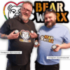 "Bear Worx 2025 Pride" T-Shirt on Jimmy and "Bear Worx Logo Stacked" on Justin